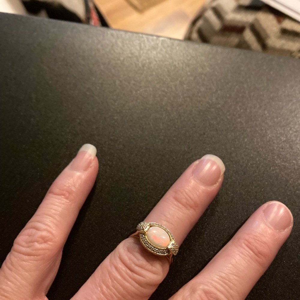 Elegant Gold , Diamond and opal Stone Ring